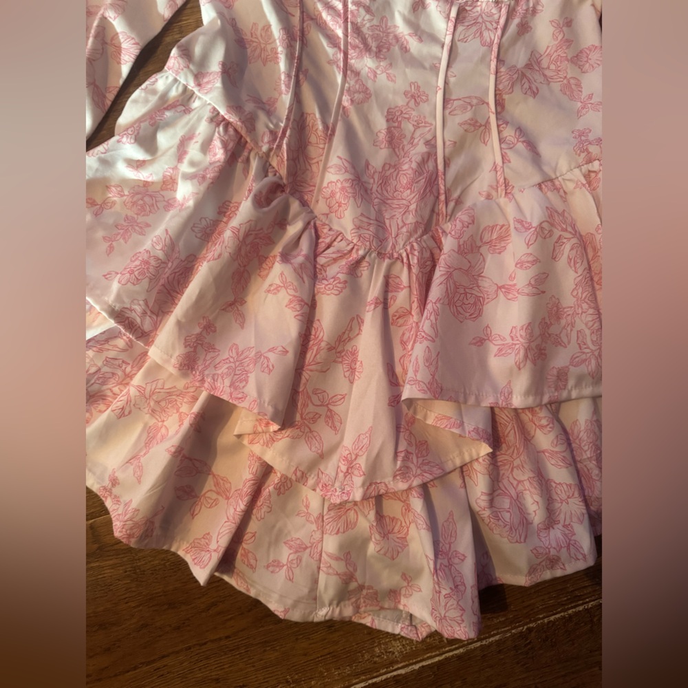 Romper gorgeous pink & white long sleeve S - Picture 8 of 12
